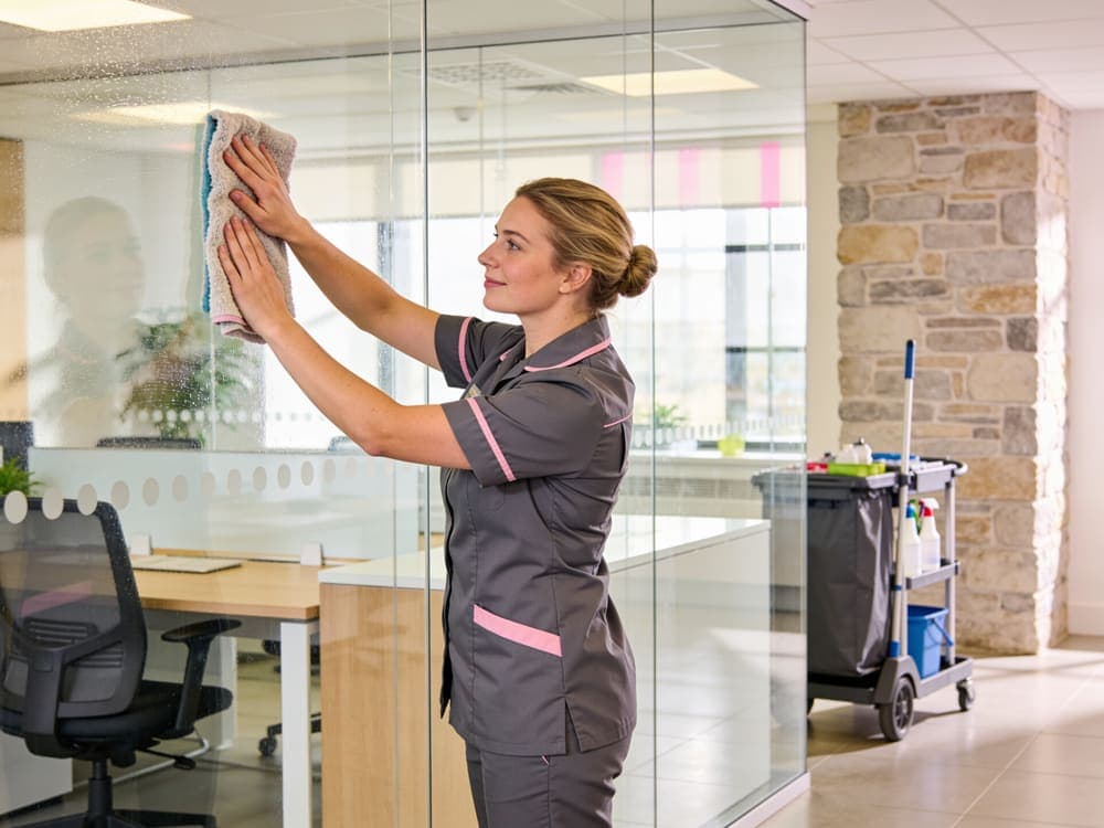 A tidy office space kept presentable by regular contract cleaning in Shrewsbury