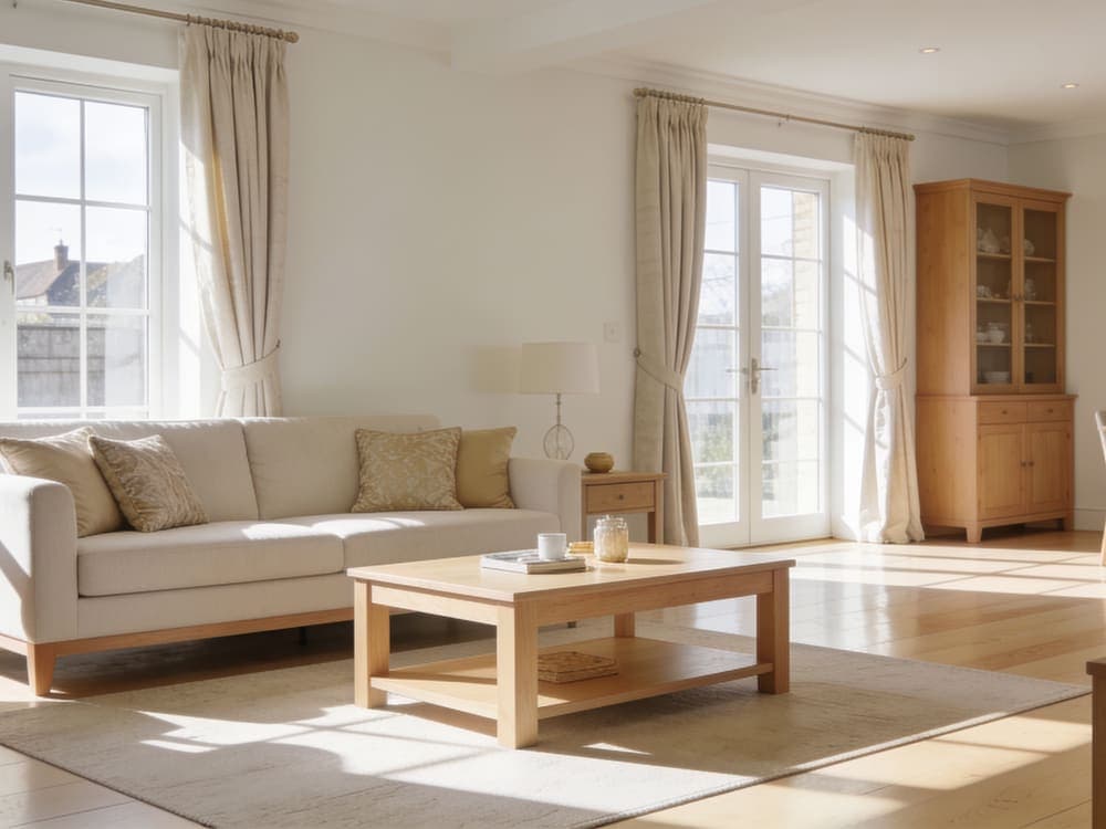 A living room freshly cleaned for a one-off visit in Shrewsbury